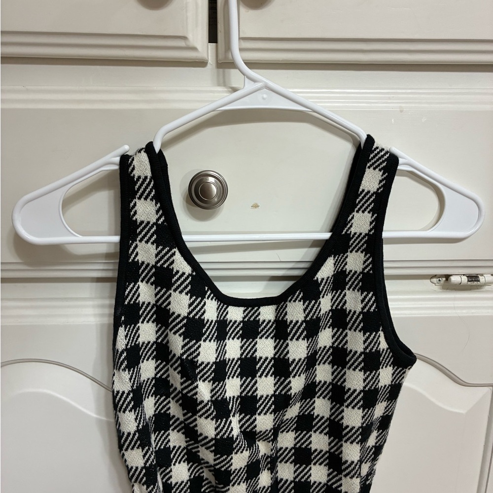 Black and White Plaid Crop Top
